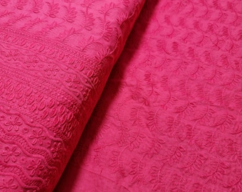 FUCSHIA 100% Cotton Broderie Anglaise Fabric Anglais Craft Dress Quilting Patchwork Material 44" By Meter