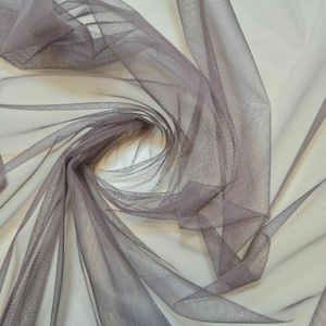 Premium Quality Mesh Net Sheer Fabric Dress Craft Lining Material 44&quot; By Meter (Space Grey)