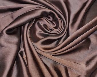 Luxury Glossy Charmeuse Silk Satin Weave Bridal Dress Polyester Fabric 58" (CHOCOLATE BROWN- 53)