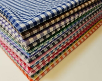 Polycotton Fabric 1/4" Gingham Check Material Dress Craft Uniform Checked 112cm