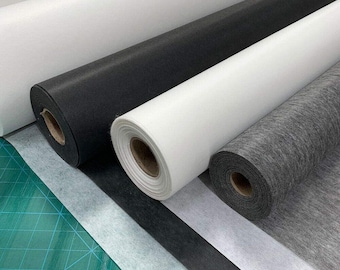 Iron On Fusible Interfacing WHITE / BLACK LIGHTWEIGHT Fabric Lining Quilting Dress Making Material 100cm Wide Per Meter