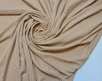 Peach Viscose 4 Way Stretch Ribbed Spandex Jersey Dress Cuffing Fabric 150cm