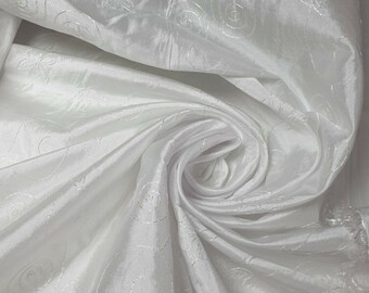 Weiß Luxuriöser Stickerei Faux Seidentaft Kleid Handwerk Kissen Vorhang Stoff 58 "