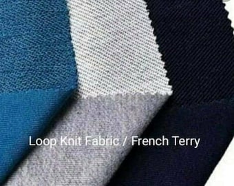 Cotton Knit Loopback Jersey French Terry Material Stretch Craft Dress Fabric 58" By Meter