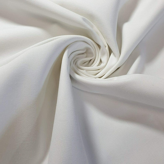 PLAIN Thick WHITE 100% Cotton Drill Workwear Fabric Dress Craft Quilting  Material 150 Cm Wide 