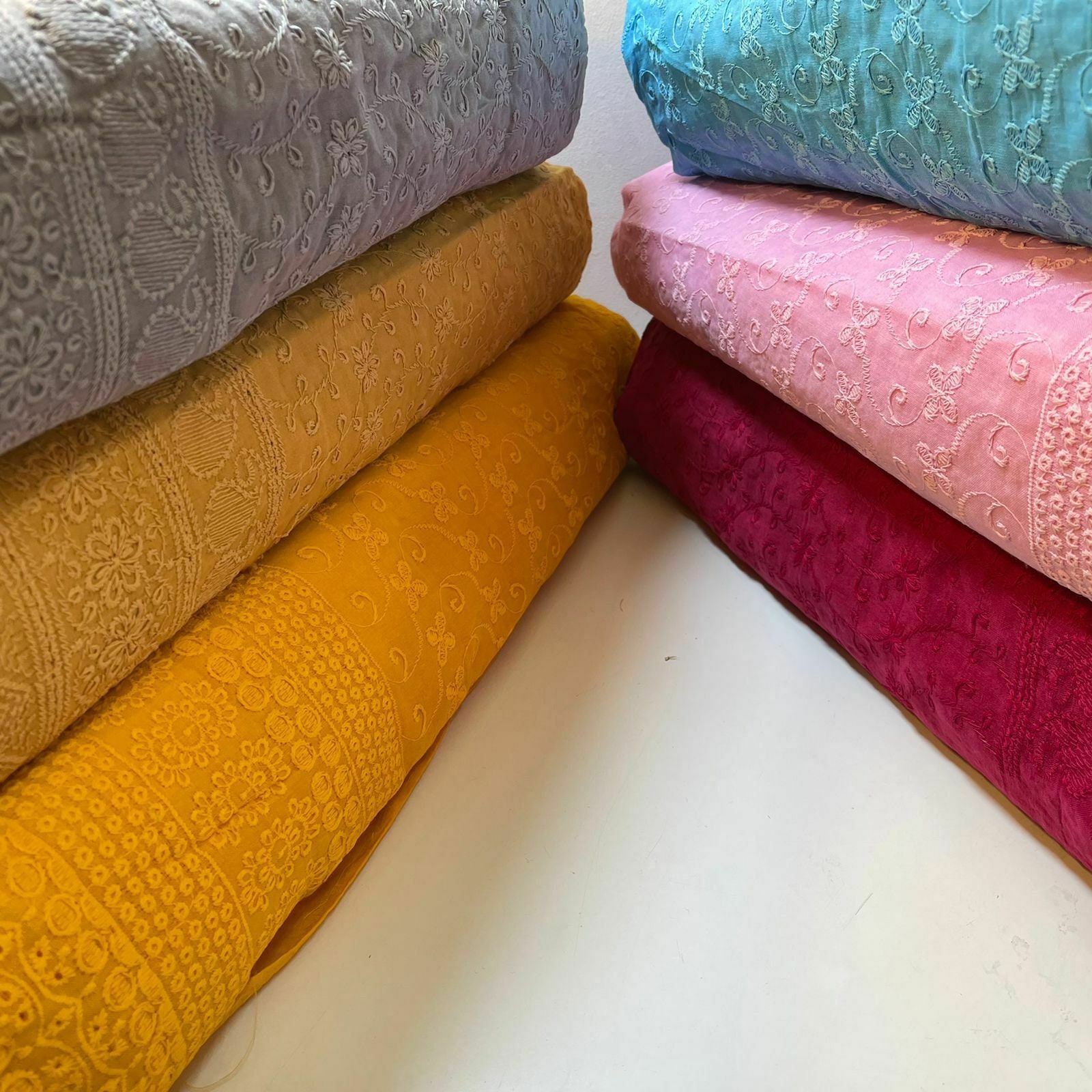 Cotton chikan fabric online hotsell