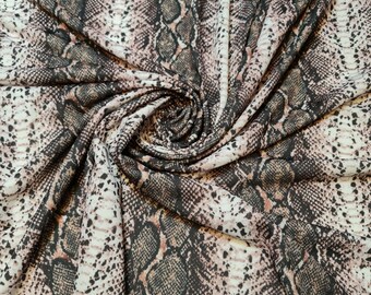 Printed Snake Skin Scuba Fabric Jersey Bodycon Fabric Stretch Animal Print 58"