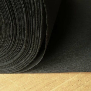 Puede incluir: Un rollo de tela negra con una superficie texturizada.