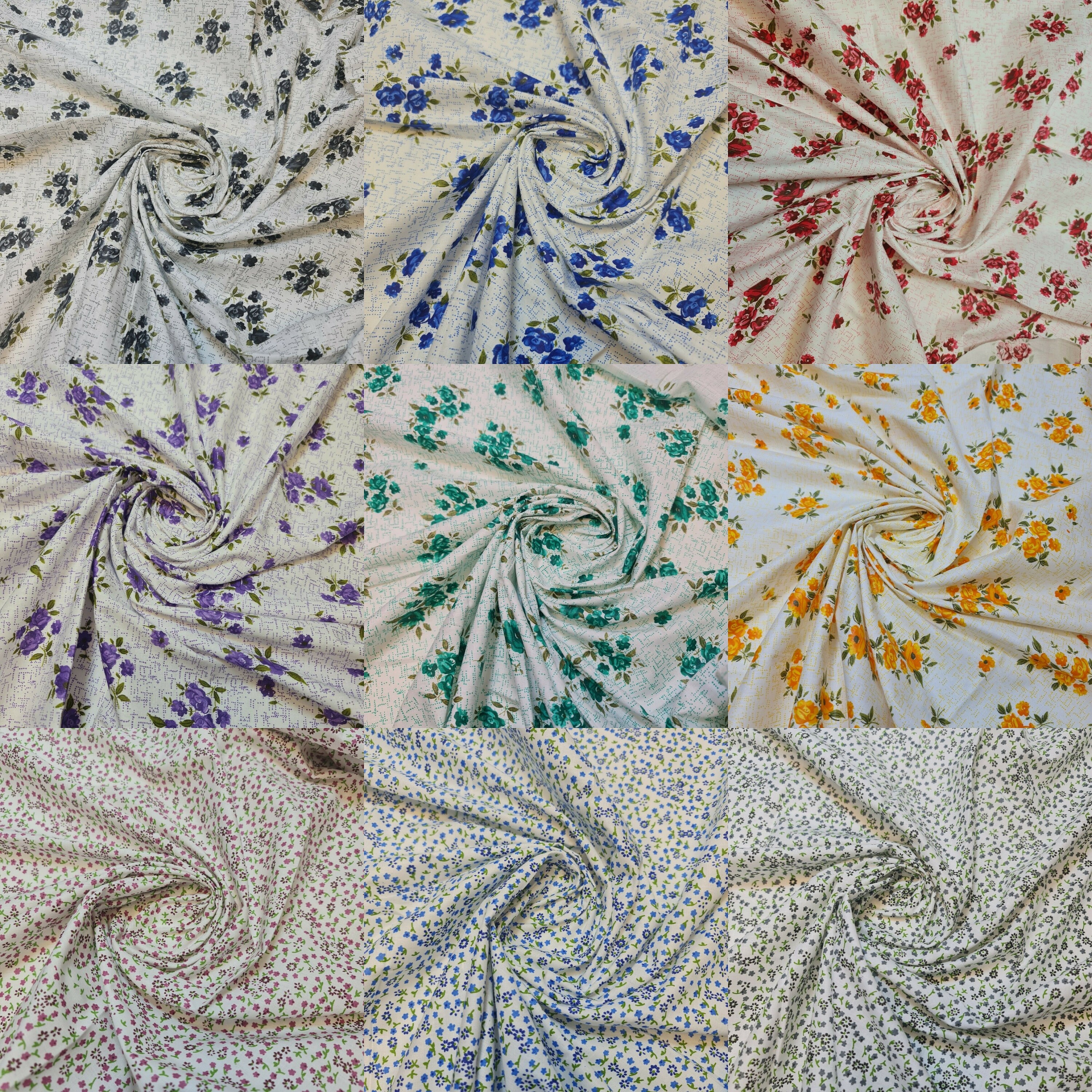 Floral 100% Cotton Dress White Craft Quilting Costume