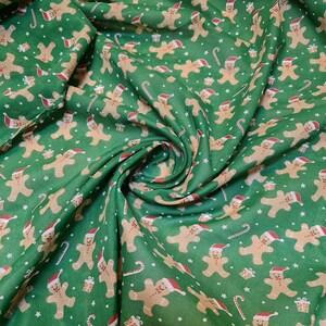 Green Christmas Polycotton Fabric Xmas Festival Polycotton Dress Craft Quilting Material 44&quot; By Meter