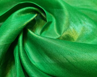 Emerald Green Plain Raw Silk Faux Dupion 100% Polyester Upholstery Fabric Bridal Material 44"