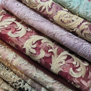 Luxury Gold Metallic Paisley Embroidery Mesh Material Net Dress Craft Costume Fabric 58&quot; By Meter