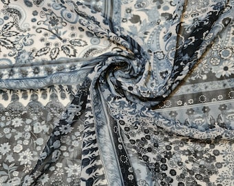 Floral Printed Polyester Crepe Georgette Sheer Chiffon Summer Dress Fabric 44" (Design 3)