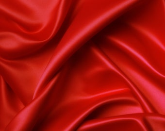 Silky Satin Fabric Dress Craft Fabric Plain Luxury Wedding Material 150 cm (EPR)  Available in Continuous Length (Red)