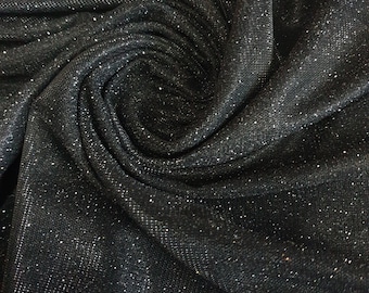 Svart skimrande månsken glänsande stretchglitter nylon bakgrundstyg stjärndust 58"