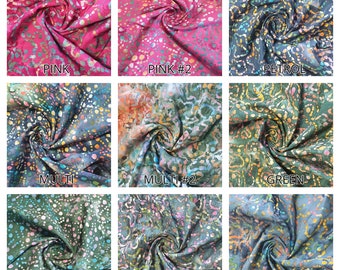 Floral Batik 100% Cotton Fabric Bright Multicoloured Hand Dyed Patchwork Craft Material 44" By Meter
