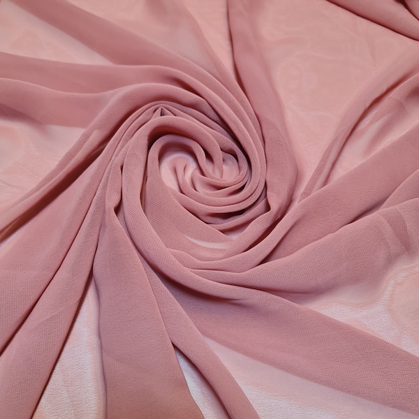 Chiffon Sheer Fabric Plain Soft Polyester Wedding Arch Dress Craft Material 44" (Dark Peach)