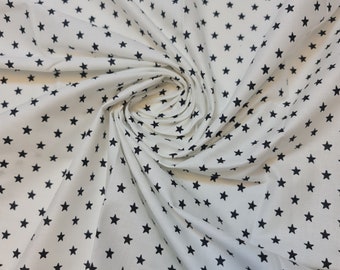 100% Cotton Poplin White Star Print Soft Dress Craft Material Fabric Meter 44" (Print -5)