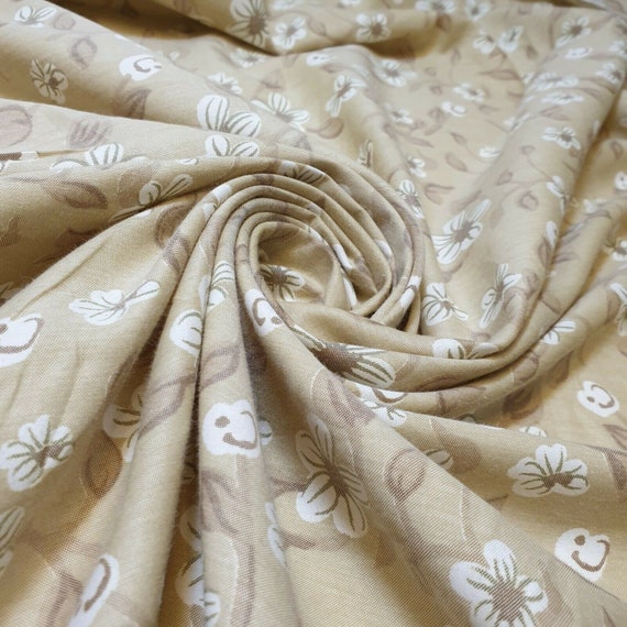 Vintage Floral Print 100% Cotton Japanese Soft Dress Sarong Drape Fabric 58" 