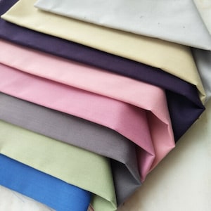 Plain 100% Cotton Poplin Fabric Dress Craft Quilting Patchwork Material 58&quot; Meter