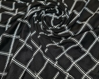 Soft Black Checks Cotton Jersey Stretch Knit T Shirt Baby Grow Dress Fabric 58"