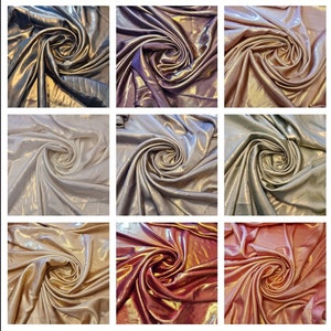 Lättviktig guldskimmande polyestersiden Charmeuse Silkeslen satinfinish Klänning Brud-, bal-, dekorationstyg Material 137 cm, metervara bild 1