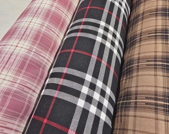 Viscose Challis Fabric Check Plaid Tartan Soft Drape Rayon Dress Material 58" Wide By The Meter