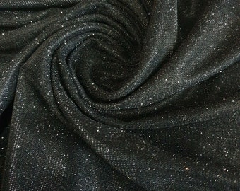 Shimmer Moonlight Glänsande Stretchig Glitter Nylon Bakgrund Juldekorationstyg 137 cm (Svart)