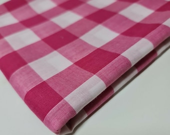 Cerise Gingham Polycotton Fabric 1" Check Sewing Dressmaking Curtains Dress Craft Material 44" By The Meter