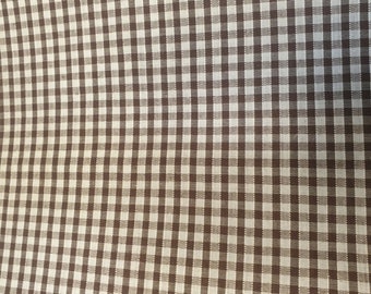 Brown Gingham Polycotton Fabric 1/8" Check Sewing Dressmaking Curtains Dress Craft Material 44" By The Meter