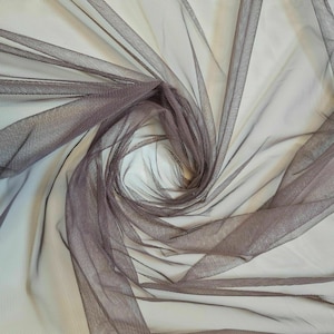 Premium Quality Mesh Net Sheer Fabric Dress Craft Lining Material 44&quot; By Meter (Marl Brown)