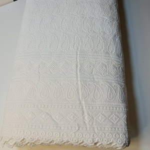 Ivory 100% Cotton Broderie Anglaise Fabric Anglais Craft Dress Quilting Patchwork Material 44&quot; By Meter