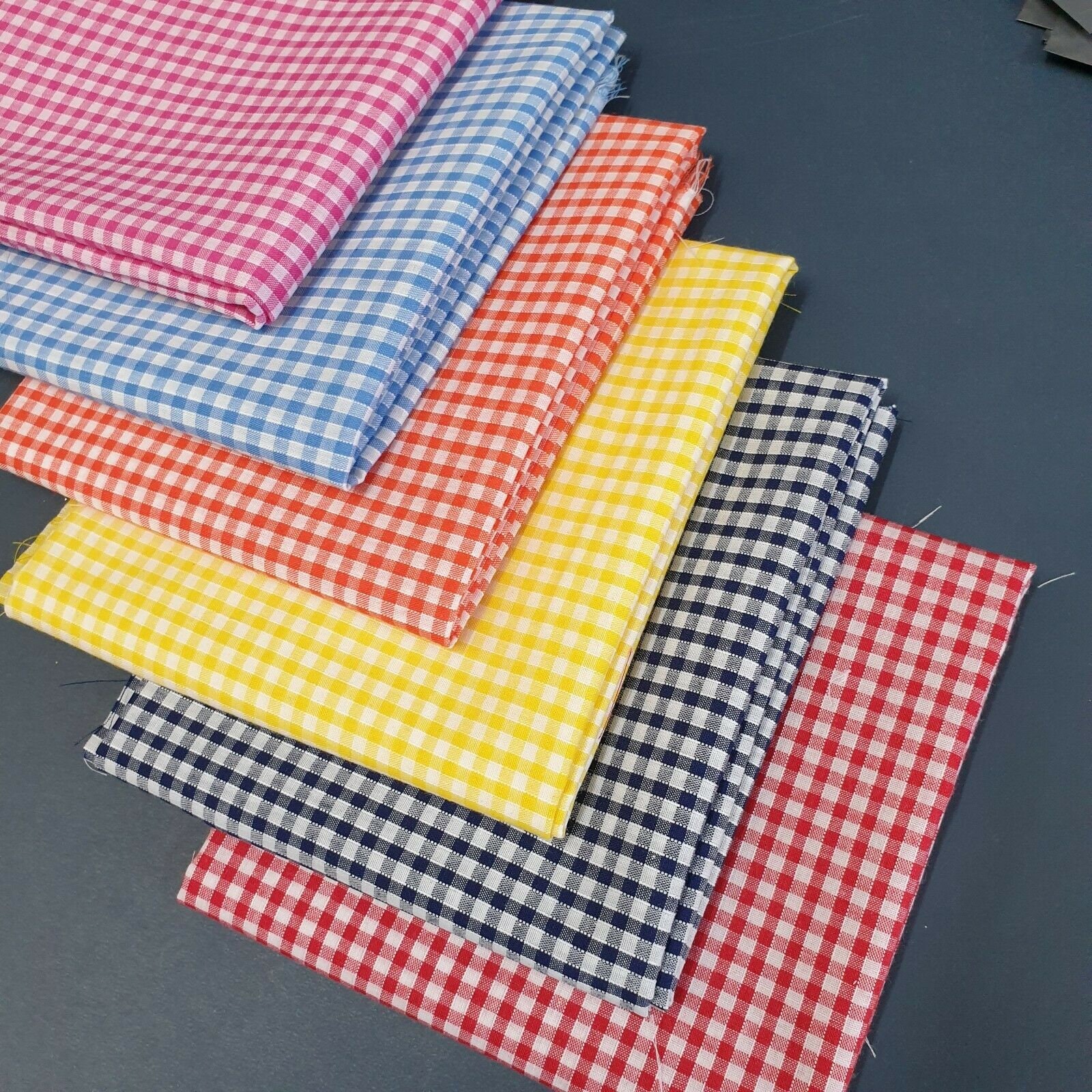 Poly Cotton Gingham Check Fat Quarter Fabric Bundle of 6 Etsy