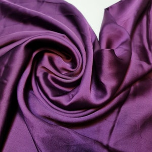 Deep Purple Silky Charmeuse Satin Lightweight Bridal Dress Drape Décor Fabric 58&quot;