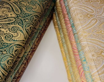 Sier Indiase banarasi brokaat stof paisley goud metallic jurk ambachtelijk kostuum materiaal 44" op meter
