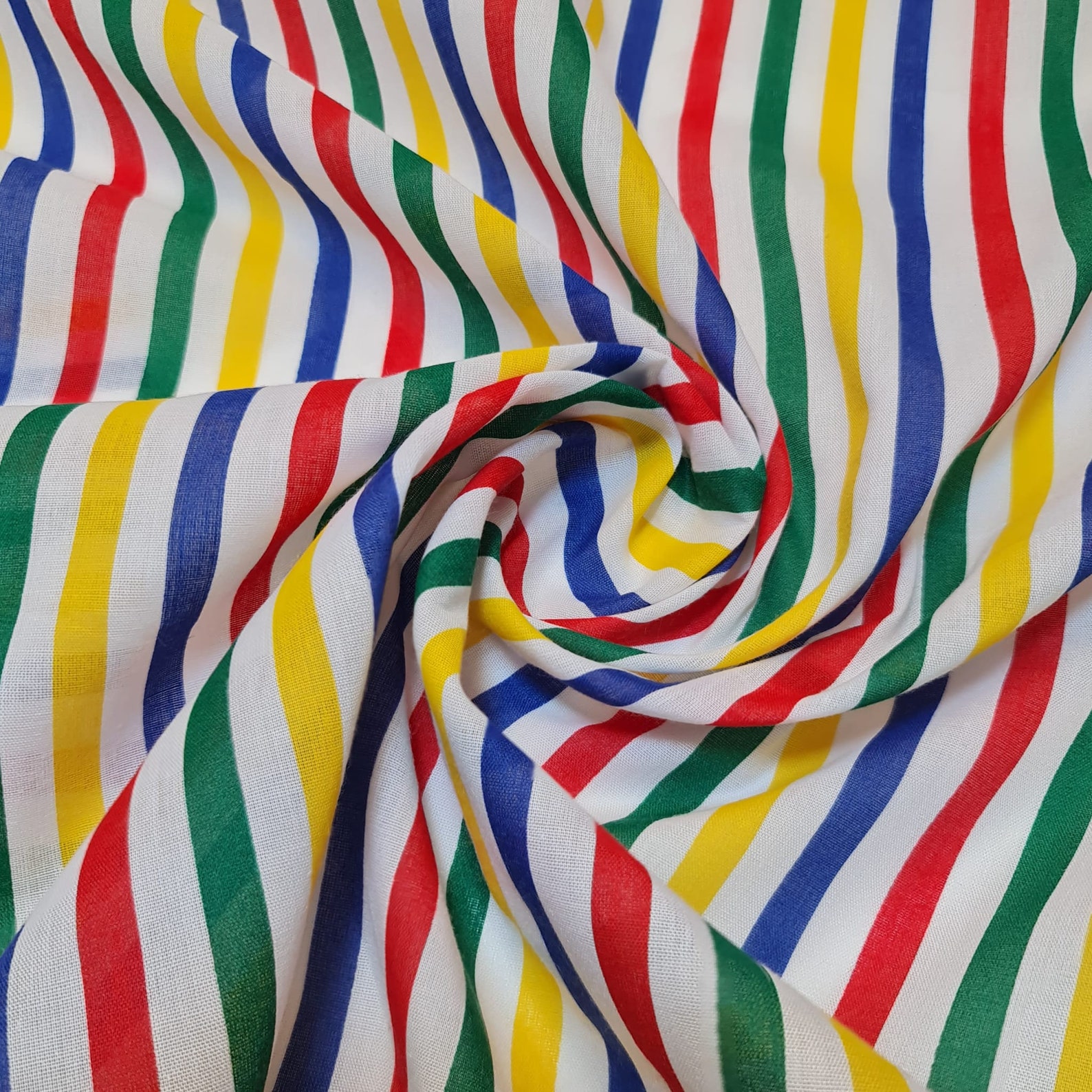 Candy Stripe Multi Colour Polycotton Fabric Striped Lines Etsy UK