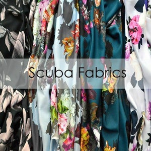 Clearance Floral Scuba Crepe Material Spandex Jersey Stretch Dress Fabric 58&quot;