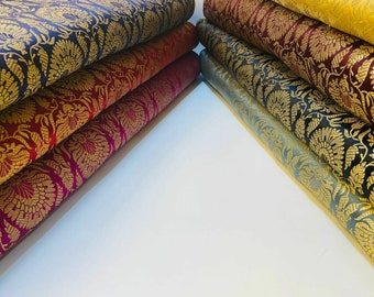 Indiaas banarasibrokaat sierbloemen goud metallic stof jurk ambachtelijk kostuum quilten materiaal 44" op meter