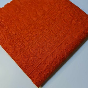 Orange 100% Cotton Broderie Anglaise Fabric Anglais Craft Dress Quilting Patchwork Material 44&quot; By Meter