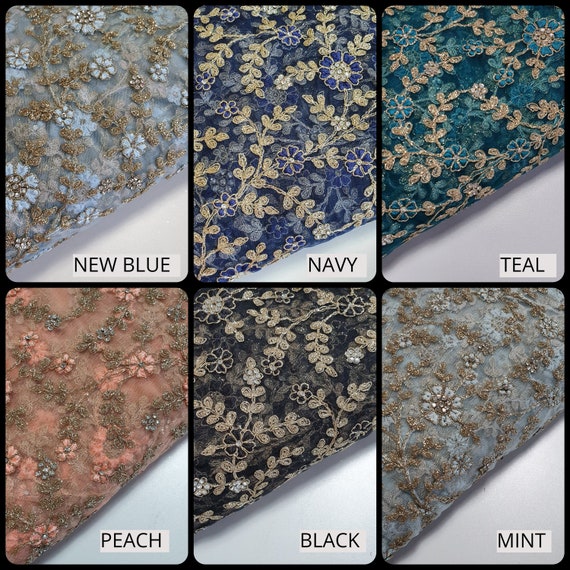 Premium Mesh Net Material Floral Diamante Hand Embroidery Dress