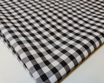 Black Gingham Polycotton Fabric 1/4" Check Sewing Dressmaking Curtains Dress Craft Material 44" By The Meter