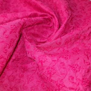 NEUER FRÜHLING 100% Baumwolle Lawn Broderie Anglaise Stickerei Kleid Handwerk Stoff 112 cm (Hot pink)