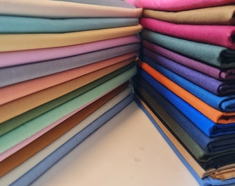 Clearance Plain 100% Cotton Linen Fabric Craft Dress Quilting Material 58"