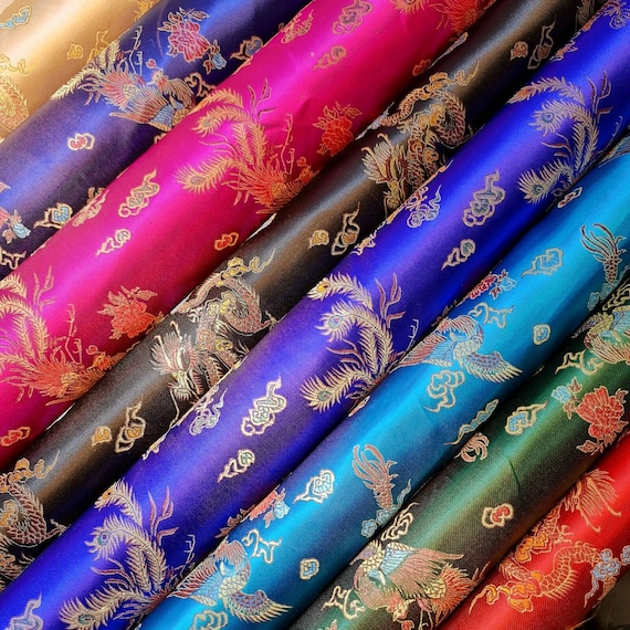 china silk dress material Chinese Blossom Satin Brocade Dress Fabric