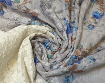 100% Cotton Broderie Anglaise Floral Embroidery Hole Border Dress Fabric 150cm (Pattern 1)