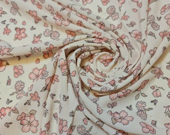 Ivory Butterfly Floral Chiffon Sheer Material Dress Drape Craft Fabric 58" By The Meter