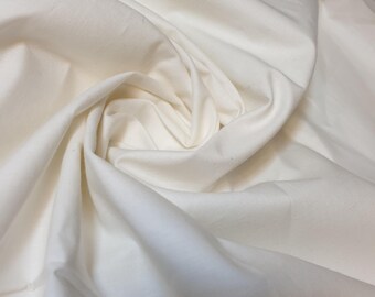 Tela lisa 100 % algodón blanca para manualidades, vestidos, acolchados, forros, 112 cm por metro