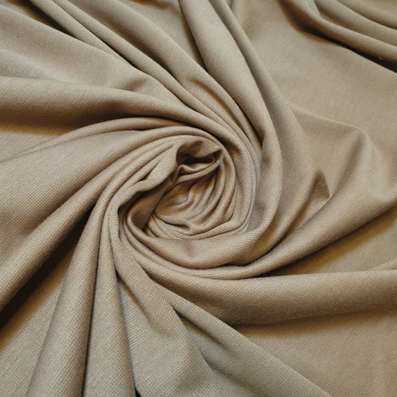 Taupe Plain Viscose 4 Way Stretch Rayon Spandex Jersey Dress Fabric 58"