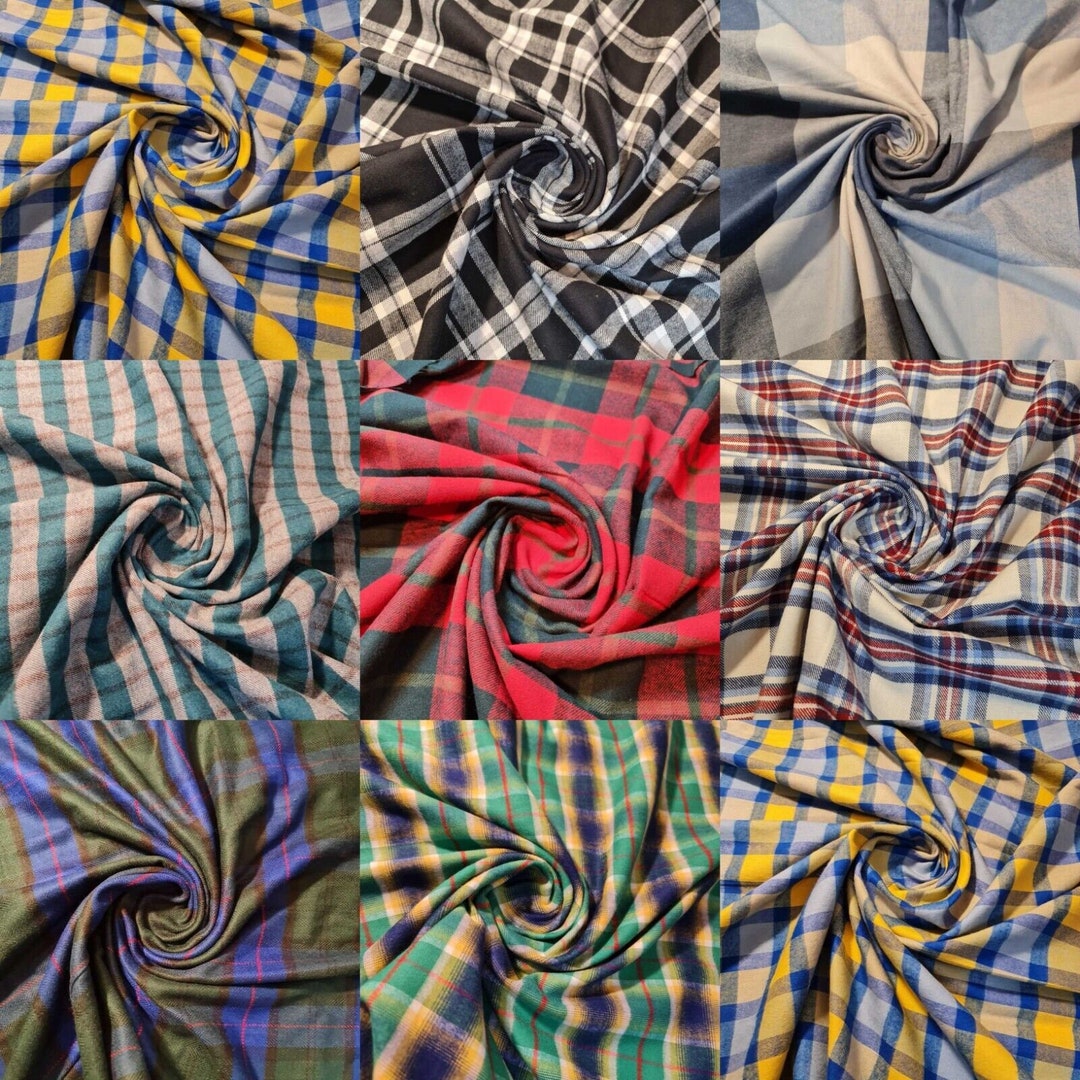 Brushed Cotton Fabric Winceyette 100 Cotton Flannel Tartan Dress Craft