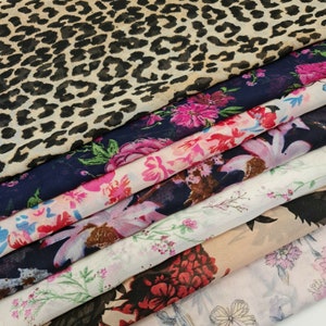 Spring Floral / Leopard Print Sheer Crepe Chiffon Summer Dress Craft Fabric 44&quot;